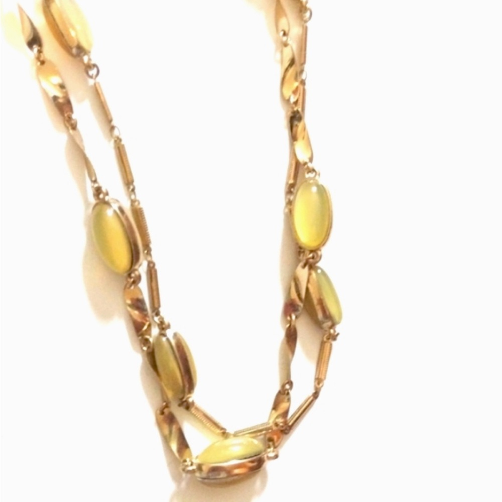 πΈ3/$25 Coldwater Creek Double Strand Layered Citrine Cabochon Gold Necklace - Picture 10 of 13
